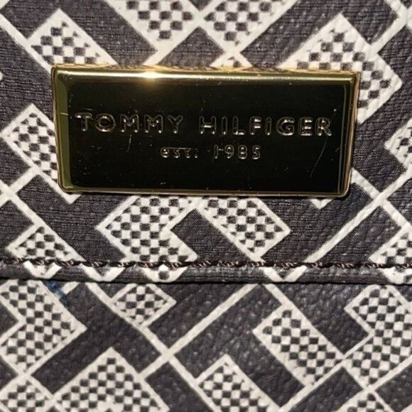 Tommy Hilfiger Women Small Brown Monogram Tote/ Handbag - Picture 2 of 9